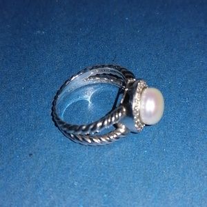 Sterling silver pearl ring size 7